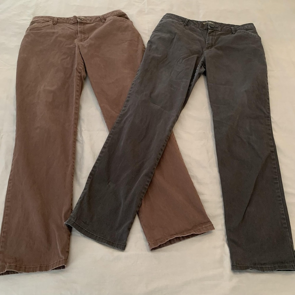 Lee Pants Lot 2 Womens 10 Multicolor Straight Leg Stretch Chino Twill Casual